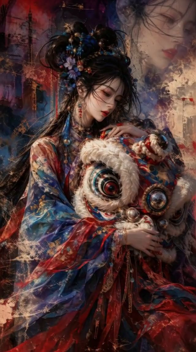 Melancholic Portrait with Lion Dance Relic