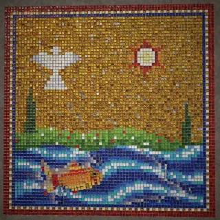 WebGL2 Glass and Gold Leaf Mosaic Tile Film