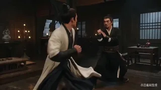Generate a fight scene featuring two people, with the look and vibe of an 1980s Shaw Brothers martial arts film. The act