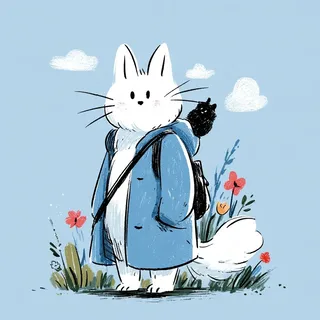Charming children's book illustration featuring soft blues, imperfect sketches, and an adorable handmade aesthetic.