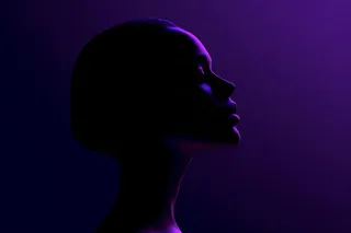 An abstract monochrome silhouette featuring stark outlines and nuanced shading, showcasing a minimalist artistic style.
