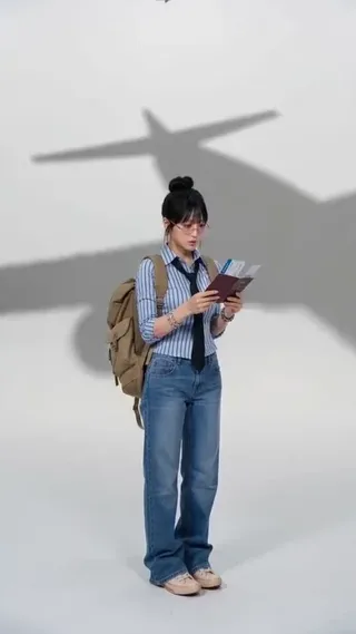 A sequence of scenes showing a traveler walking and changing outfits, with large, stylized boarding passes animating into view for each destination: Bangkok, Seoul, Dali, and Tokyo.