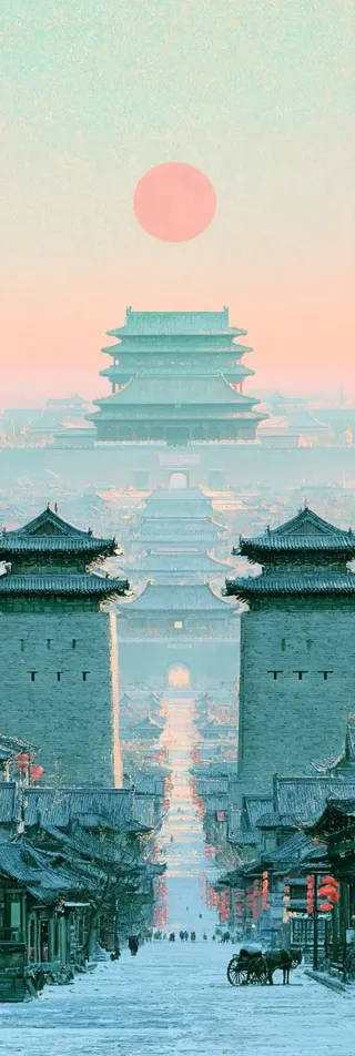 Dreamy Chinese shanshui-inspired landscape artwork with serene natural scenery and ethereal traditional styling.