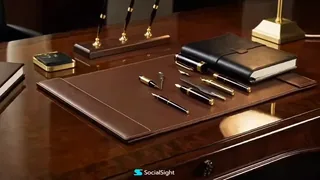 A luxury fountain pen, its gold nib, ink flow, and final presentation in a box.