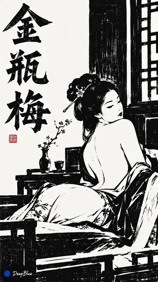 Minimalist woodblock print featuring bold black and white shapes with clean negative space.