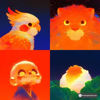 Neo-impressionist style artwork featuring warm luminescence, saturated contrast, and particle light for dreamlike visuals.