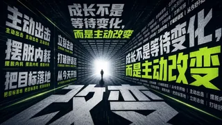 A visual representation of a deep tunnel made of text, with a silhouetted figure in the center moving towards a bright exit.