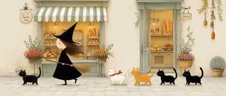 Charming watercolor animation of a character walking with companions through a detailed setting with smooth walking cycles and gentle hand-painted textures.