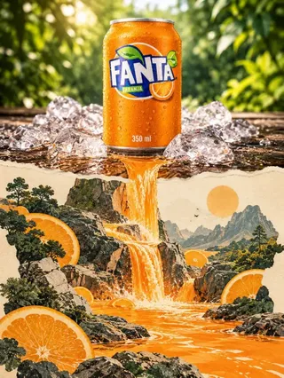 Vertical poster divided horizontally into a realistic photograph on top and a tactile paper-cut world on the bottom, connected by a seamless transition.