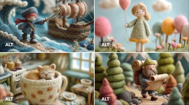 A felted wool figure of a [sub...