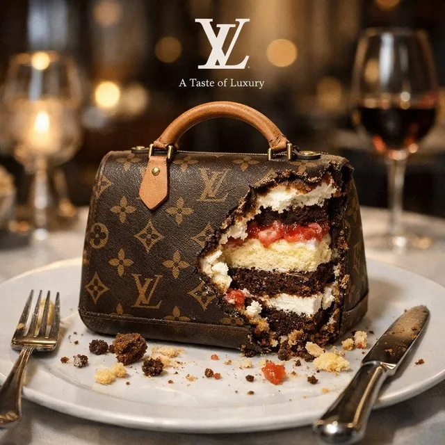 A bitten realistic classic [brand] product on the dish, revealed inner dessert layers, and there are cake crumbs near, f