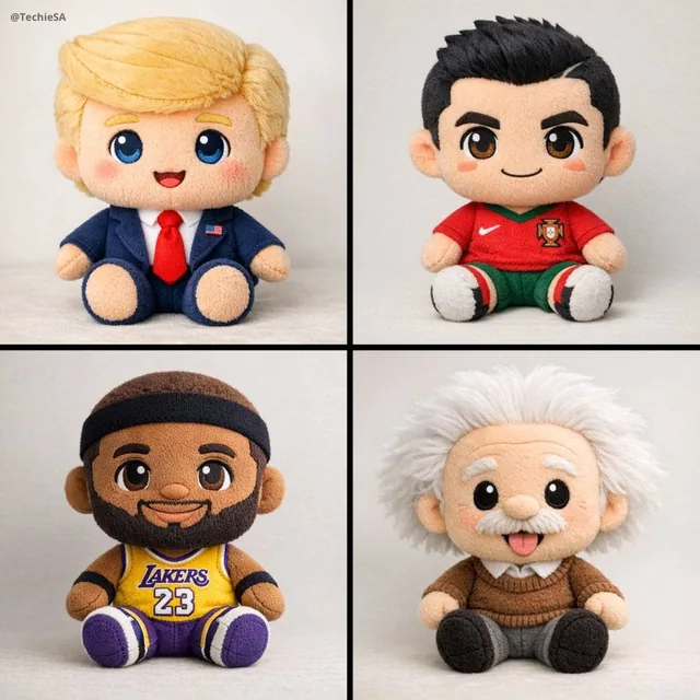 A soft, high-quality plush toy of [CHARACTER], with an oversized head, small body, and stubby limbs. Made of fuzzy fabri