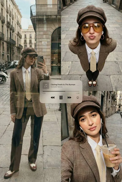 Transform this image [Upload Your Image] into a 64K DSLR shot resolution of A stylish urban fashion collage composed of