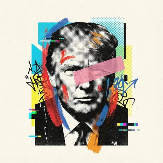 [PERSON \ BRAND] visualized as the central masterpiece of a surreal avant-garde collage, style of modern mixed media edi