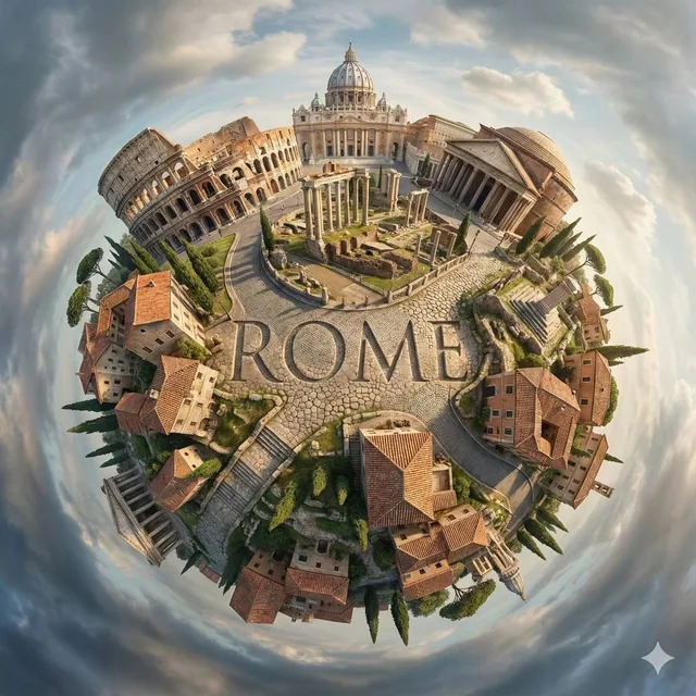Create a hyperrealistic, surreal spherical panorama of [CITY NAME], with its most iconic landmarks and architecture seam