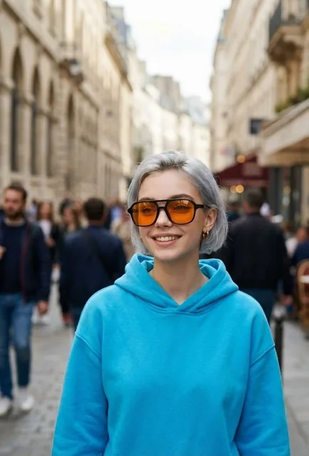 Natural street portrait inspired by Scott Schuman, woman walking toward camera without awareness, editorial realism, sha