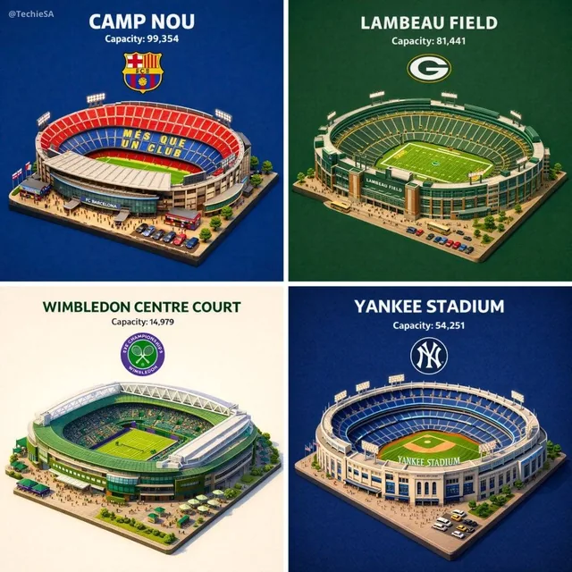 Present a clear, 45° top-down isometric miniature 3D cartoon scene of [STADIUM], with soft refined textures, realistic P