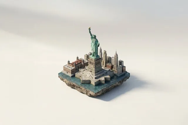 A miniature isometric architectural diorama of [LANDMARK NAME], accurately reflecting its real-world structure and propo