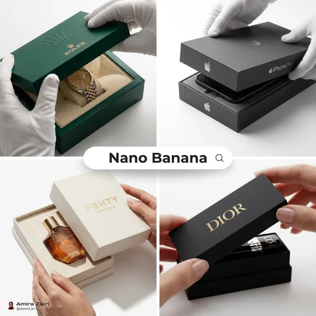 [product], luxury packaging reveal scene, premium unboxing moment, pristine hands partially visible at the edges, delica