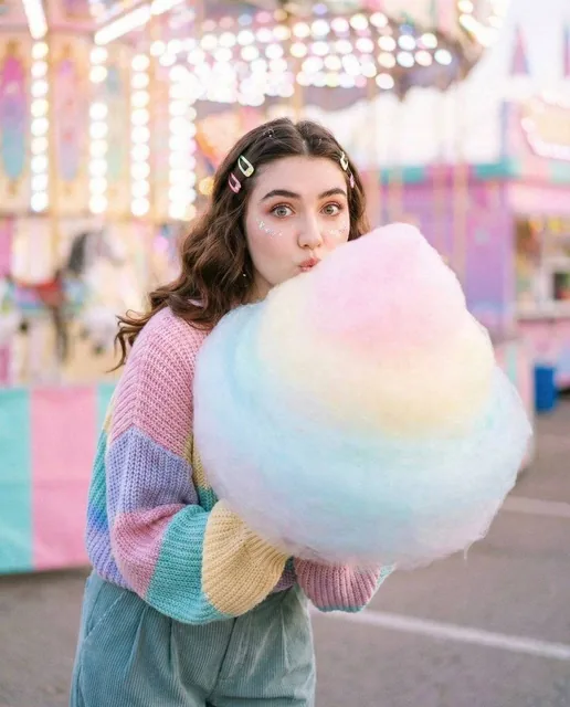 • Concept: Cozy-sweet editorial, face preserved, playful-soft realism.