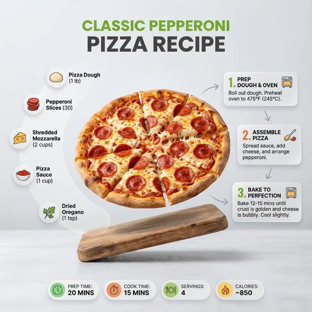 Ultra-clean modern recipe infographic. Showcase [FOOD] in a visually appealing finished form—sliced, plated, or portione