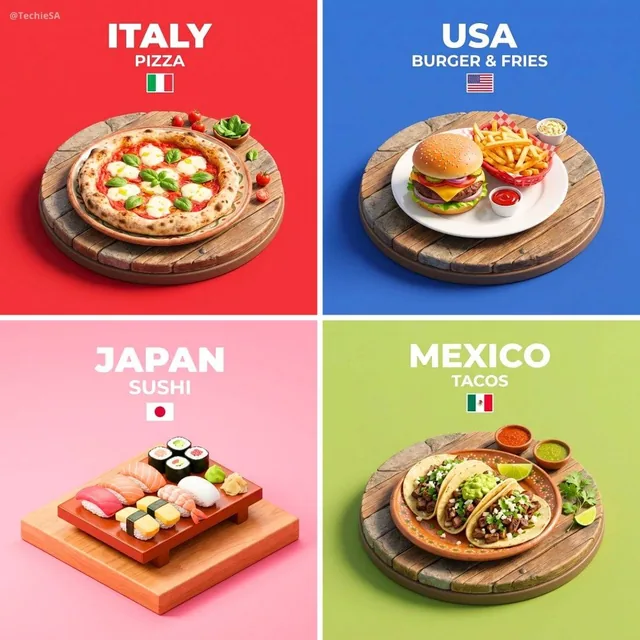 Present a clear, 45° top-down isometric miniature 3D cartoon scene of [COUNTRY]’s signature dish: [FOOD], with soft refi