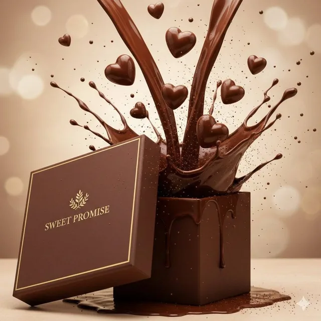 A slow, sensual luxury chocolate commercial shot in ultra-high definition. The scene opens in near darkness as a premium
