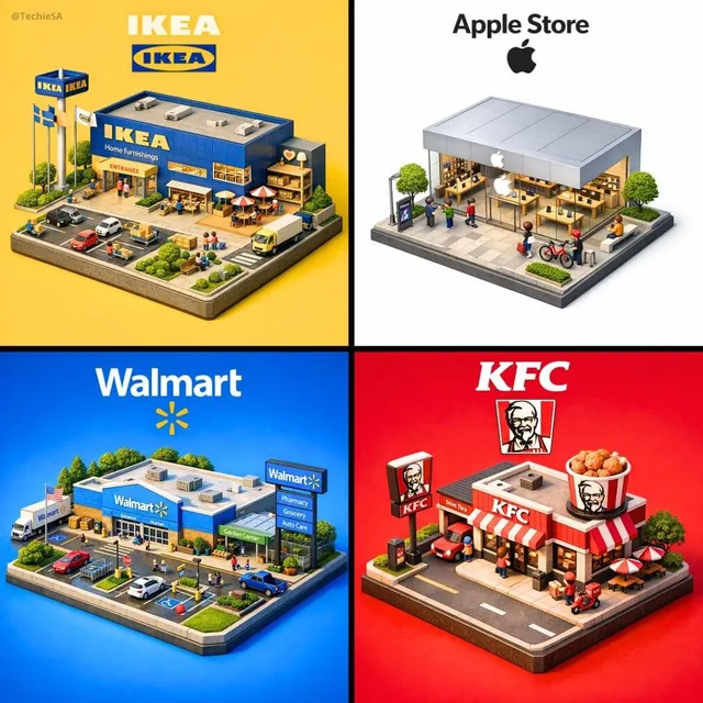 Present a clear, 45° top-down isometric miniature 3D cartoon diorama of the [BRAND], with soft refined textures, realist