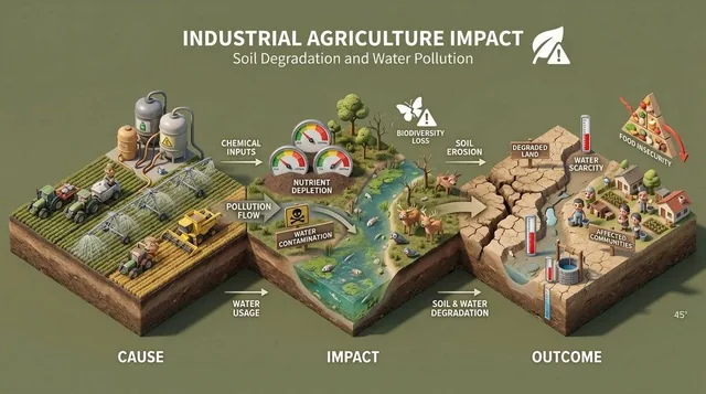 Build an isometric miniature 3D diorama explaining the environmental impact of [ACTIVITY OR PRODUCT].