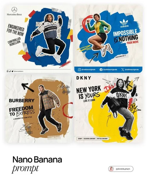 [BRAND NAME]. Act as a Social Media Art Director and Digital Collage Artist specializing in bold, youth-oriented brand c