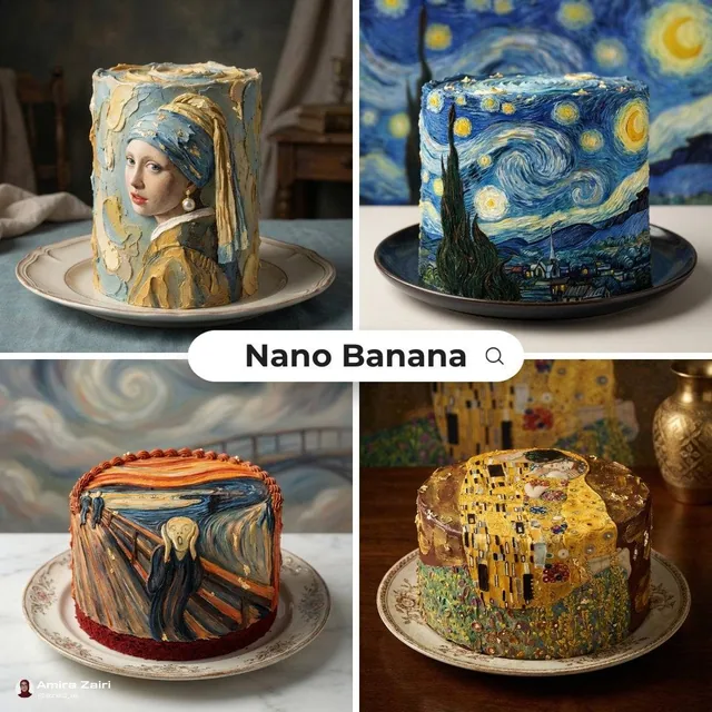 [cake type], hyper realistic food photography, cake decorated to recreate the famous painting [painting name] using butt