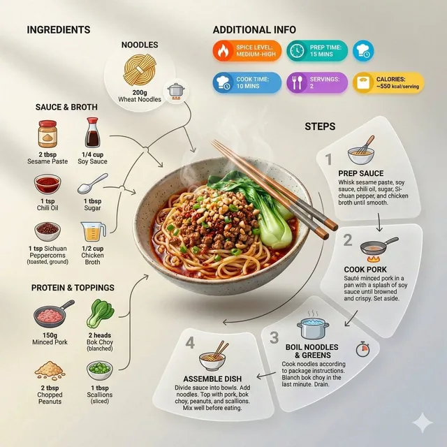 Ultra-clean modern recipe infographic. Showcase Noodles in a visually appealing finished form—sliced, plated, or portion