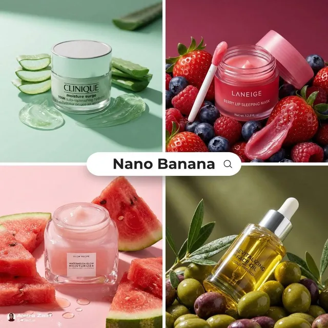 [product], premium skincare product ad, the product placed directly on and surrounded by fresh [fruit_or_vegetable], vis