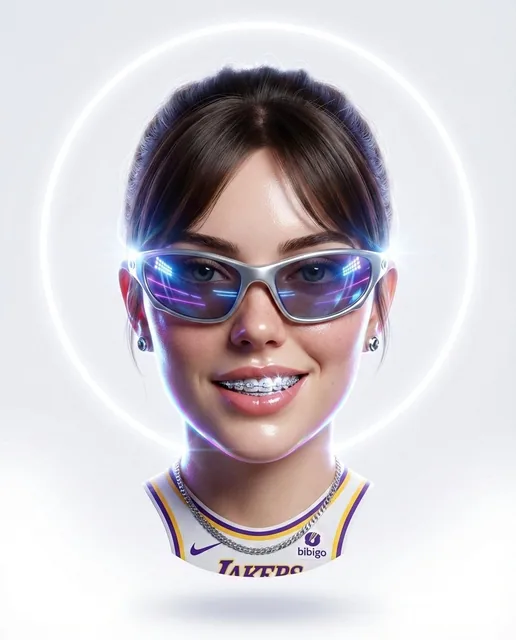 Hyper-stylized dynamic 3D floating head portrait of the attached reference image, perfectly centered, upright, symmetric