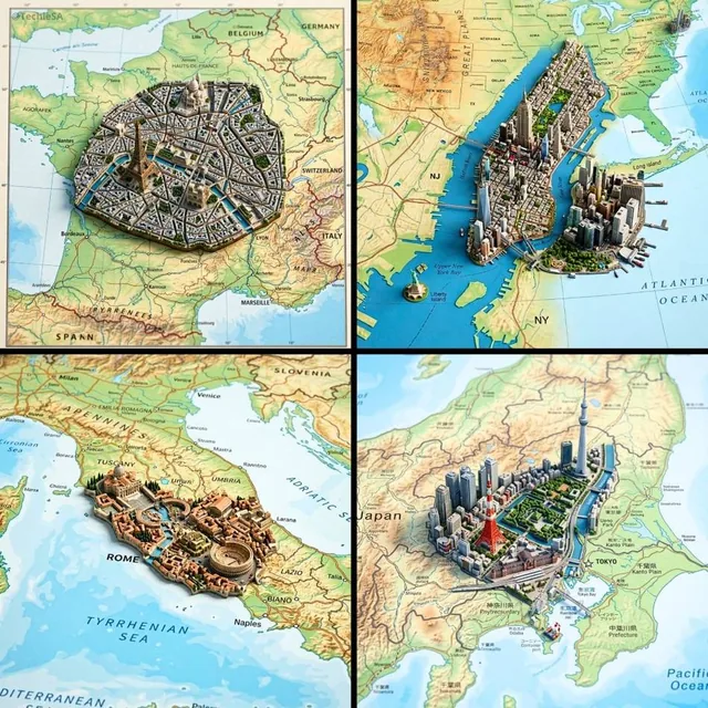 Ultra-realistic top-down geographic map with precise cartographic accuracy, clearly defining the true geographic context