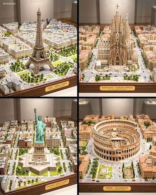 Ultra-detailed large-scale miniature architectural diorama of the [LANDMARK] in [CITY] presented as a premium museum-qua