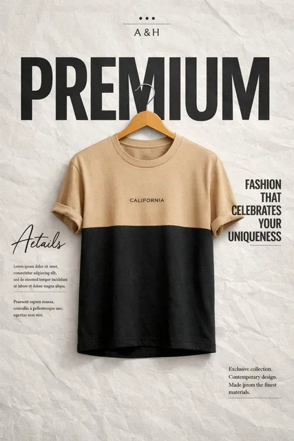 Create a high-end minimalist fashion advertisement poster.