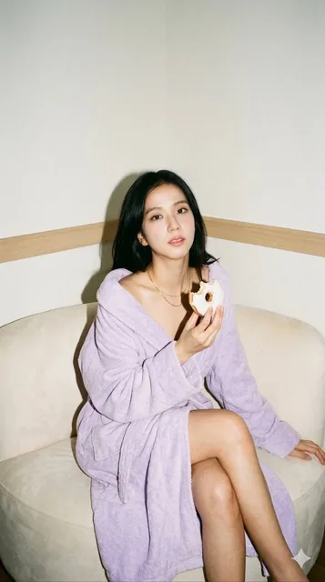 A photorealistic, highly detailed amateur snapshot of Blackpink's Jisoo. It is a medium shot from mid-thigh up at eye le