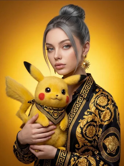 A high-fidelity, high-fashion studio photograph featuring a young woman with a classic "clean girl" aesthetic and a hype