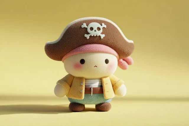 A cute full-body [SUBJECT] plush toy, plush doll art, stylized 3D character design, soft pastel colors, velvety fabric t