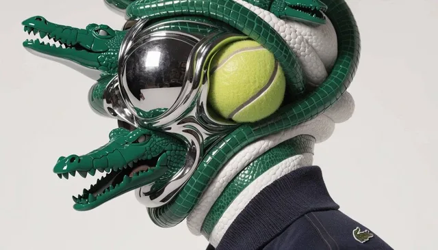[BRAND]. A hyperrealistic editorial photo of a figure wearing a unique helmet or mask that embodies the soul of BRAND tu