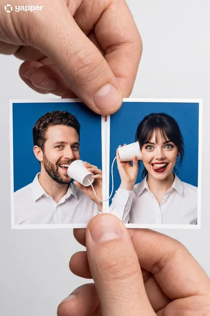 Create a Portrait Master Object: Two passport-sized photo prints held side-by-side by a person's thumb and index finger.