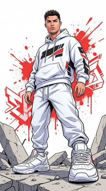 A dynamic full-body urban illustration of a man (use the exact face from the provided reference image, ensuring high fac
