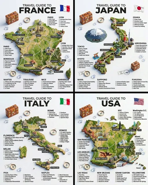 A hyper-realistic 3D travel guide infographic poster for [COUNTRY]. The country shape is rendered as a raised, textured