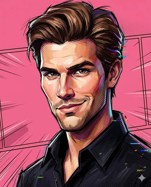 A painterly exaggerated cartoon portrait combining sculpted 3D anatomy with hand-painted illustration textures, spider-v