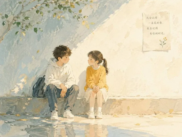 Soft poetic children's book illustration with watercolor and gouache textures.Clear gentle daylight with slightly bright