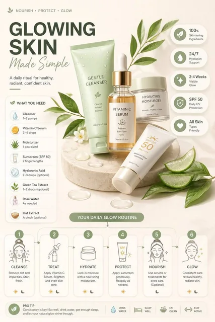 Ultra-clean modern editorial infographic. The topic is [ROUTINE] routine. Base all visuals, colors, objects, mood, ingre