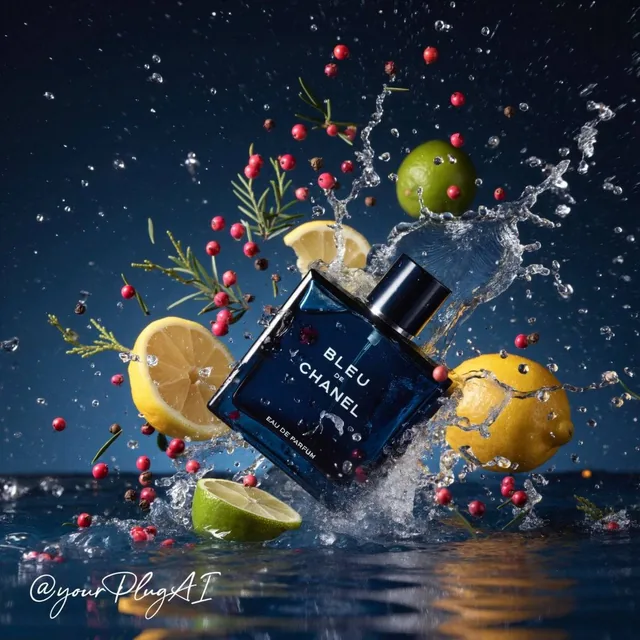 Create a hyper-realistic cinematic luxury perfume product photograph featuring [PERFUME BOTTLE DESIGN] positioned in [CO