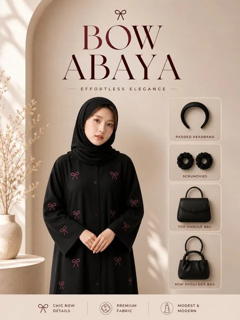 Ultra-premium fashion advertisement poster, minimalist luxury aesthetic, soft beige studio background with warm diffused