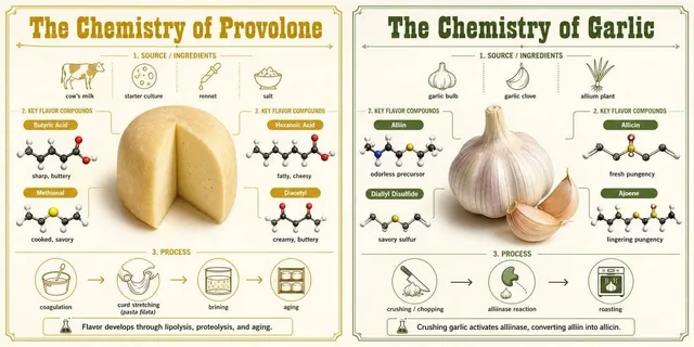 2x1 grid, Do this: Provolone & Garlic <instruction> 1. The Semantic Inference Engine (Chemical Deconstruction): Input A